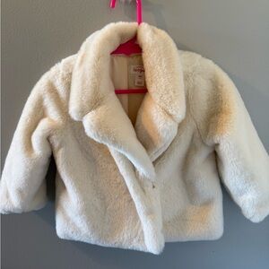 Cat & Jack Cream Faux Fur Kids Coat